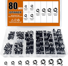 80Pcs Spring Band Type Fuel/Silicone Vacuum Hose Pipe Clamp, 7Mm-18Mm