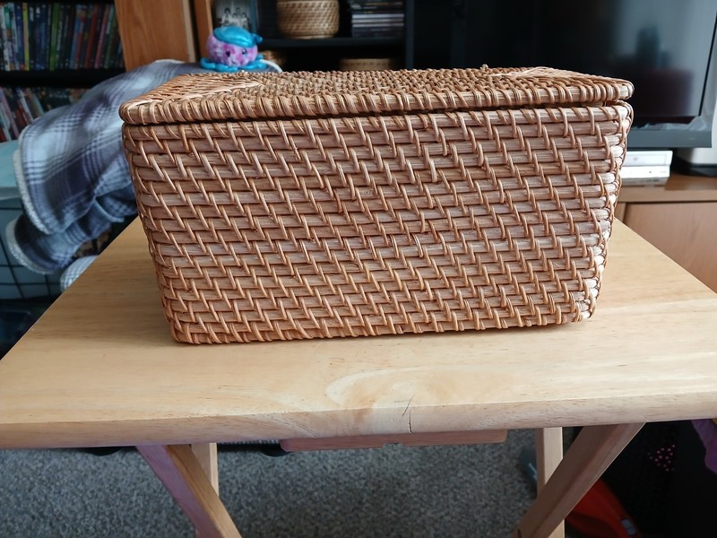 RATTAN 10" LONG X 5.5" DEEP X 5.5" TALL RECTANGULAR STORAGE CONTAINER