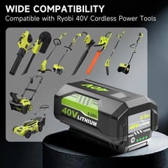 2Pack 8.0Ah Replacement for Ryobi 40V Lithium OP40602 Battery With LED / Charger
