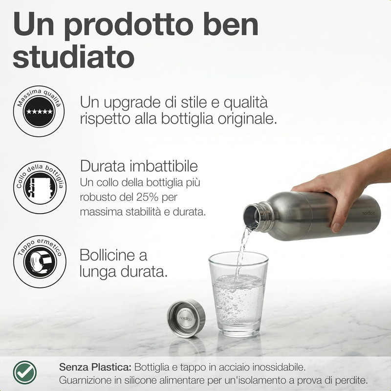Premium 33 Oz Stainless Steel Bottle | Compatible with Aarke Carbonator 3, Sodas gallery
