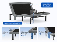 Upgraded Adjustable Bed FrameBase With Massage Backlit Remote Twin XL Split King