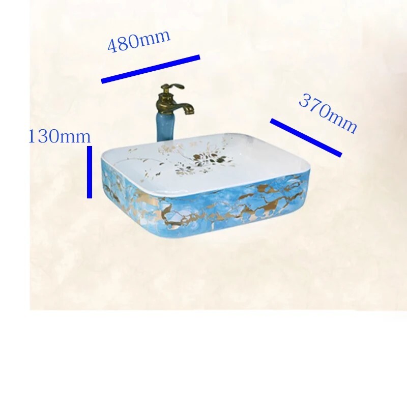 480mm Rectangule Ceramic Washbasin Porcelain Counter Top Vessel Sink JSN2413 gallery