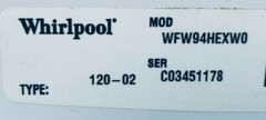 Whirlpool Duet Washer Model WFW94HEXW0 Not available