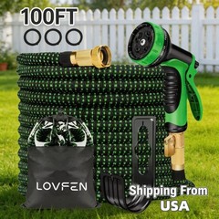 100FT Expandable Garden Water Hose Pipe w/ 10 Spray Nozzle Flexible 3X Expand
