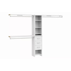 Impressions 48.97-112.97 In. W White Adjustable 8-Shelf 3-Drawer Wood Closet Sys