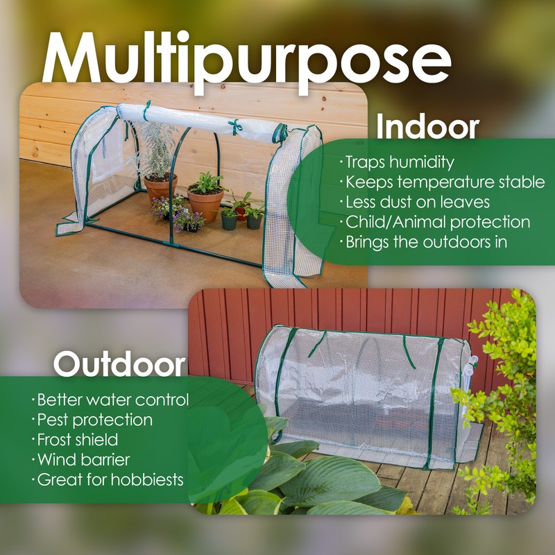 Garden Elements Covered Indoor/Outdoor Cloche Tunnel Greenhouse, White, 47” gallery
