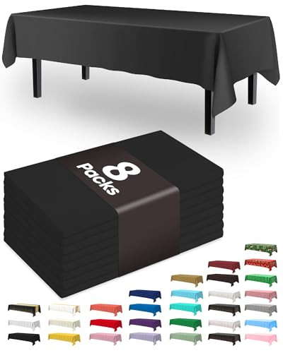 Plastic Table Cloth Disposable – 8 Packs, Table Cloth for Retangle Table,