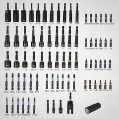 80pcs Magnetic Impact Nut Driver Set Metric SAE with Socket Adapters Bit Holder