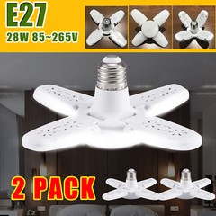2 Packs LED Garage Light Plug in 28W Ceiling Led Shop Lights Deformable Panels