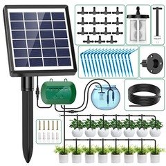 50FT Solar Automatic Drip Irrigation System Kit Plant Watering Timer Garden
