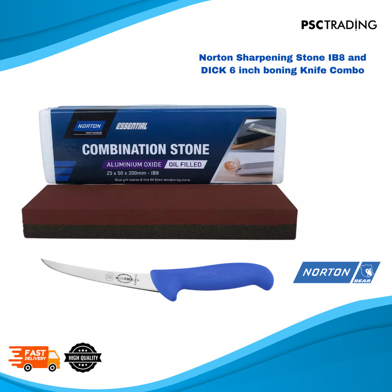 Norton Sharpening Stone IB8 and DICK 6 inch boning Knife Combo