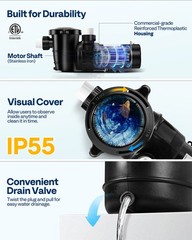 Swimming Pool Pump 1 HP Pool Pump 110V 5220GPH Above Ground w/ Strainer Basket