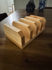Handmade Pine Cutting Board Holder 4-Slot Countertop Organizer Tung Oil Finish