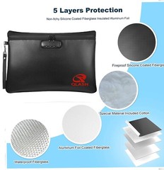 FireProof Document Bag with Lock, 14×10″ Large Money Pouch for Cash A4 Paper
