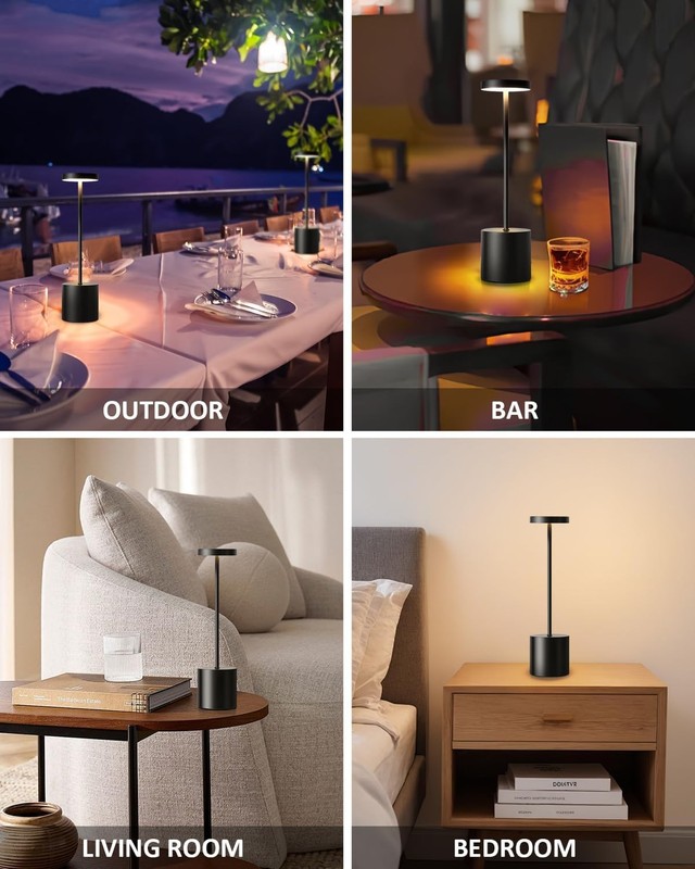 Metal Table Desk Lamp Cordless Touch Control Dimmable Night Light Rechargeable gallery