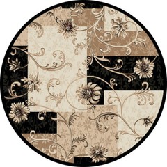 VINES BLACK ORIENTAL AREA RUG 8X8 Persien ROUND 025 – ACTUAL 7′ 10″ x 7′ 10″