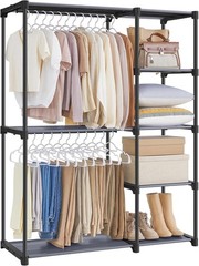 SONGMICS Portable Closet, Freestanding Clothes Rack with Shelves, Black