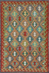 Reversible Kilim Oriental Rug 4×6 Flat-weave Southwestern Carpet for Any Room