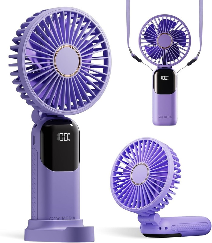Portable Fan 4200mAh Battery Operated Fan 5 Speeds&Digital Display Makeup Fans gallery