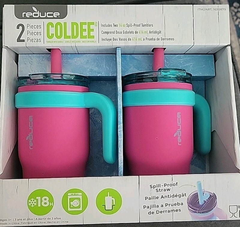 Reduce Coldee 14oz Stainless Steel Kids Tumblers Handles 2-pack Free Shipping