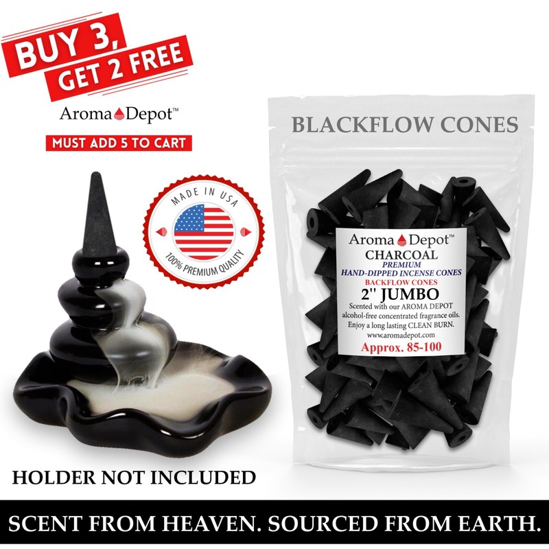 100 Incense Cones 2» Jumbo Charcoal BACKFLOW For Waterfall Burner Wholesale Lot