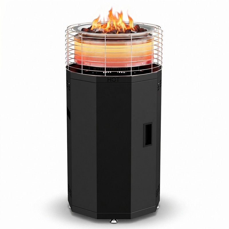 34.8″ H Outdoor Patio Heater, 56000 BTU 2 in 1 Propane Smokeless Fire Pit Heater