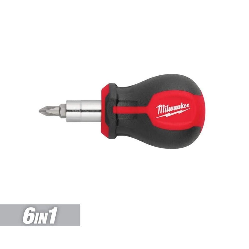 Milwaukee 6-in-1 Stubby Multi-Bit Screwdriver Compact Hand Tool 48-22-2762