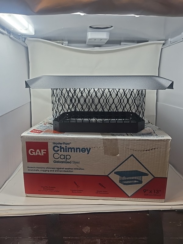 9 in. x 13 in. Galvanized Steel Fixed Chimney Cap In Black (Bolts Missing)