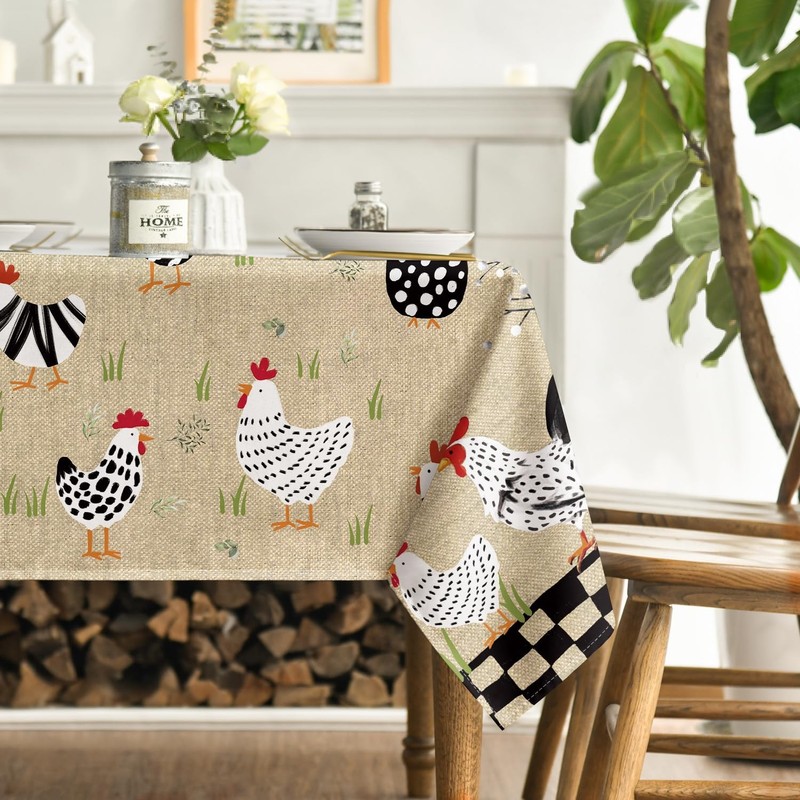 Rooster Rustic Country Tablecloth 60Ã—84 Inch 60" x 84" (Rectangular) Flax gallery