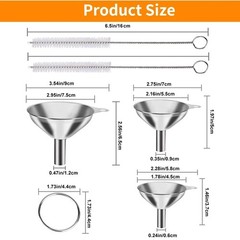 5 Pcs Stainless Steel Kitchen Funnels Set Food Metal Funnels for Filling Small..