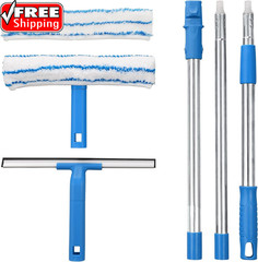 Window Cleaner with Long Handle(57In), Glass Cleaning Tools with Silicone Squeeg