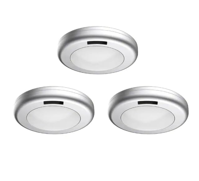 Commercial Electric 3 Pack LED Slim Puck Light Kit Silver Finish 1005 730 703