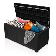 120 Gallon Deck Box Storage Outdoor Garden Patio Chest Organizer Furniture Black