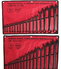 32pcs Combination Wrench Set, Metric 6 to 32mm & SAE 1/4″ to 1-1/4″ Raised Panel