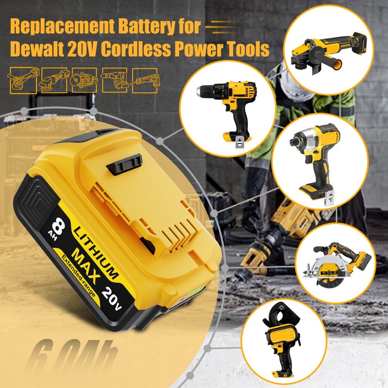 Pack For DeWalt 20V 20 Volt Max 8.0AH Lithium Ion Battery DCB206-2 DCB205-2 NEW gallery