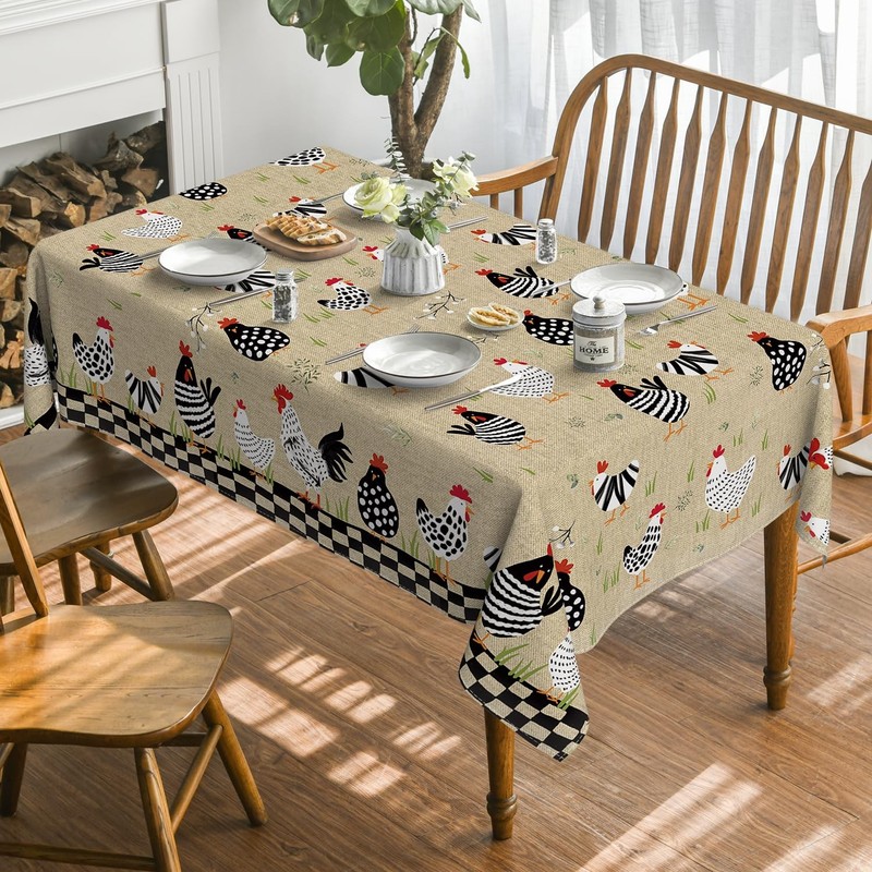 Rooster Rustic Country Tablecloth 60Ã—84 Inch 60" x 84" (Rectangular) Flax gallery