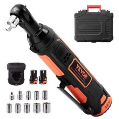 VEVOR Cordless Electric Ratchet Wrench Cordless Ratchet 3/8″ 12V 2 Batteries
