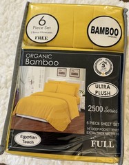 Six Piece Organic Bamboo Full Size Sheet Set Plush 2500 Series Bright Yellow