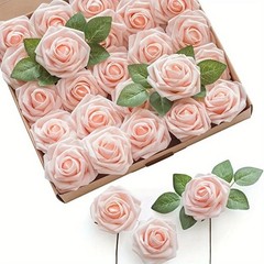 25pcs Silk Roses Artificial Flowers Realistic Bouquet Home Decor Xmas Gifts US