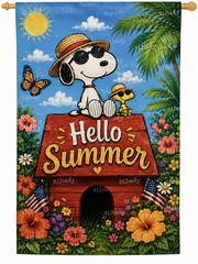 Garden Flag 12×18 Snoopy Summer Double Sided Handmade Woodstock Cute