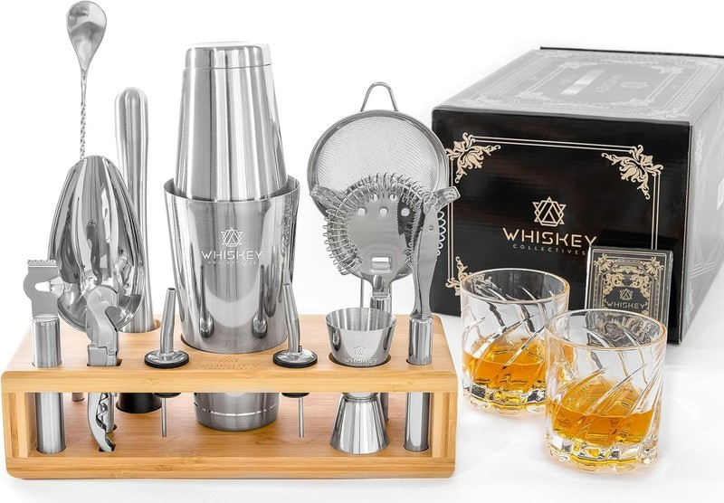 17-Piece Craft Bartender Kit – Pro Grade Stainless Steel Boston Cocktail Shaker.
