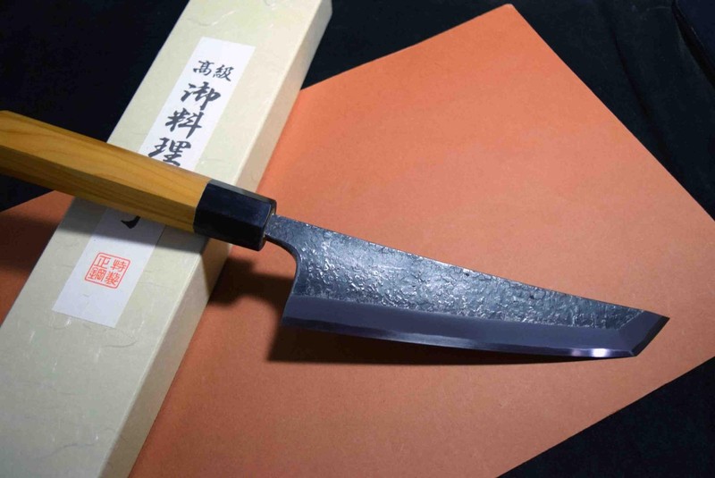 ●Japanese Chef Knife Ikyu by Itsuo Doi Blue 2 Black Sakimaru Deba 180mm F/S 3.16
