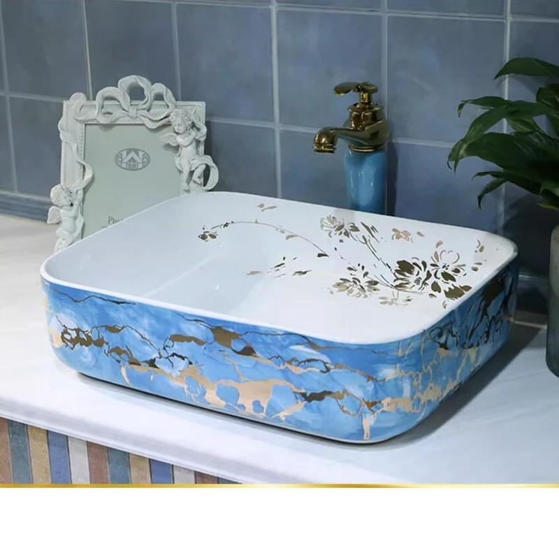480mm Rectangule Ceramic Washbasin Porcelain Counter Top Vessel Sink JSN2413