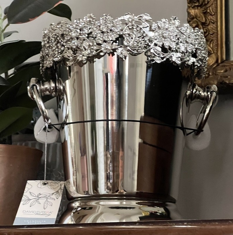 NEW David Tutera Champagne Bucket Ice Silver Jeweled Bling Floral Wedding Glam gallery