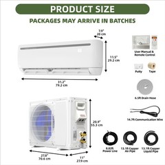 12000 BTU Mini Split Air Conditioner Heat Pump System 17 SEER2 208-230V Wifi