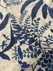 Pottery Barn Toile Bird Organic Cotton King Duvet 2 King Shams Sapphire Blue EC