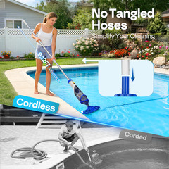 Cordless Pool Vacuum with Telescopic & Extension Poles 9.12ft, 18.5 GPM Suction