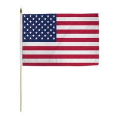 1 Dozen USA Stick Flag 12x18in Handheld American Flag