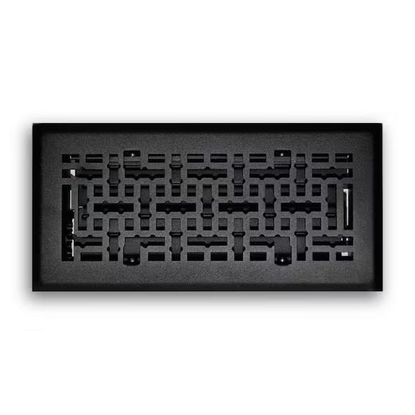 Air Floor Diffuser 4 in x 10 in. Steel Modern Decorative Vent Cover, Matte Black