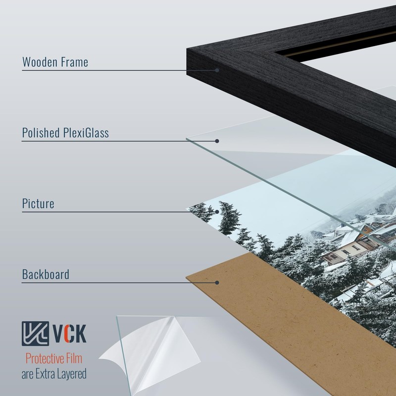 24x36 Frames Set of 3, Black Oak Wood 24 x 36 Poster Frame for Wall and Table... gallery